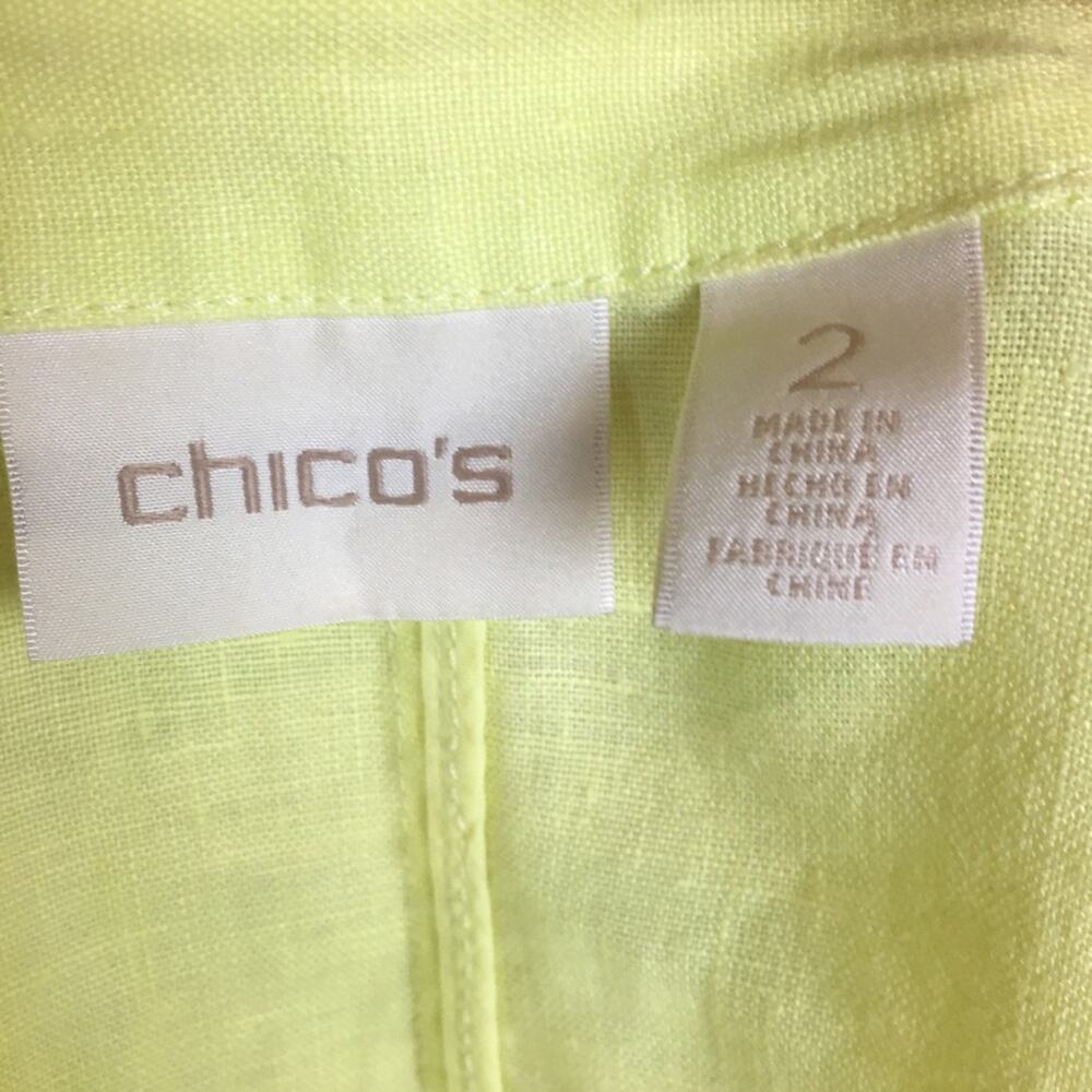 Chicos Yellow Linen Open Front Jacket 2 - Picture 7 of 9